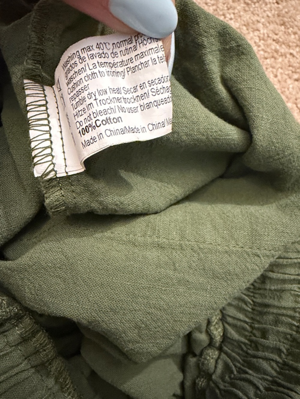 Amazon Beyove 100% cotton Olive Green Button-Up Shirt & Drawstring Shorts Set - Picture 12 of 12